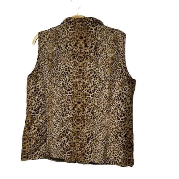 Vtg animal print puffed quilted vest,women size 14.Brown,front zip,mob wife - Picture 4 of 14